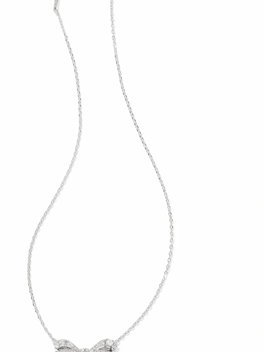 Kendra Scott Silver Crystal Bow Necklace with Pearl Accents